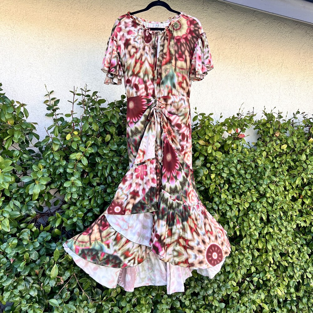 Charo Ruiz Jackie Long Dress TieDye Ruffle Size Small fits M NEW with Defect - Picture 10 of 11